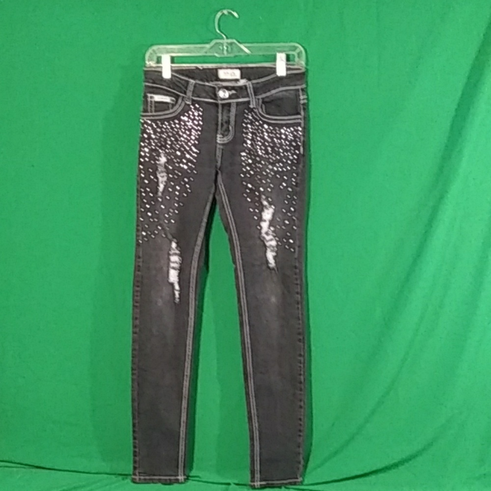 Saza sz 9 embellished dark ripped skinny jeans